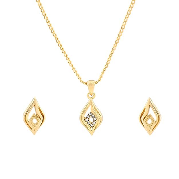 1 24kt Gold Plated Elegant Style Pendant and Matching Earring with Austrian Crystals - Image 1
