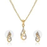 24kt Gold And Silver Plated Pendant Set With American diamond
