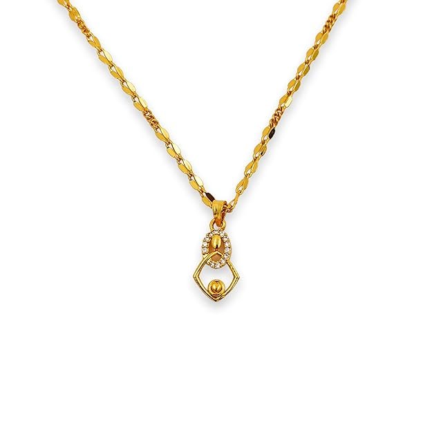 1 1 Gram Micro Gold Plated Stylish Geometric Pendant Chain with CZ Accents - Image 1