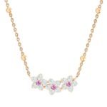 14K Plated Pendant Necklace With Austrian Cubic Zirconia With Extendable Chain