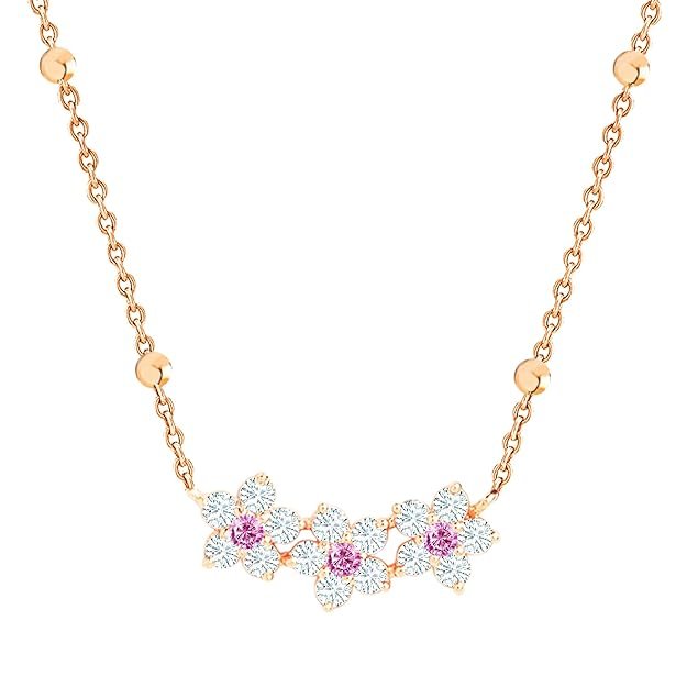 1 14K Plated Pendant Necklace With Austrian Cubic Zirconia With Extendable Chain - Image 1