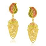 1 Gram Gold Traditional Meenakari Jhumki Earrings with loupe Chain Tassels bridal handmade Earrings