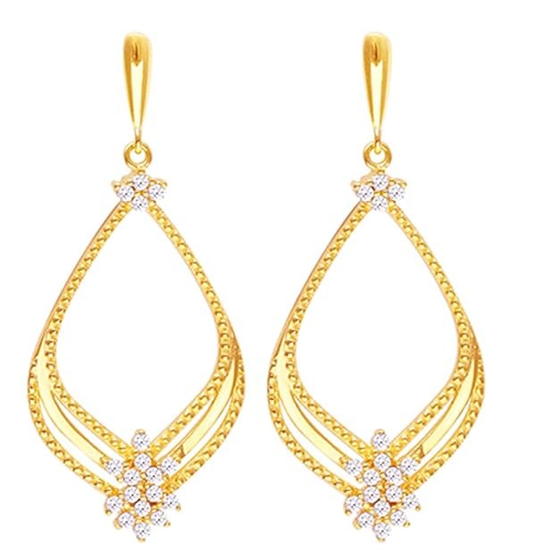 1 1 Gram Gold Plated 925 Silver Jewellery Earrings with CZ Stones - Image 1