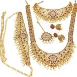 Gold plated artificial Wedding Bridal temple jewellery Necklace set with Mango design