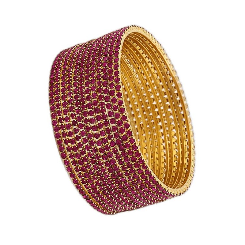 1 Shining Diva Fashion Set of 12 Latest Traditional Design Gold Plated Stone Bangle - Image 1