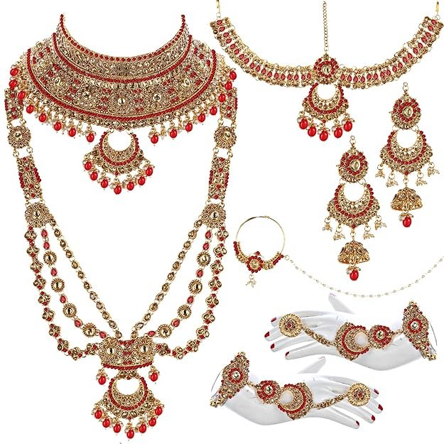 1 Lucky Jewellery Bridal Dulhan Alloy Gold Plated Jewellery Set - Image 1
