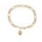 22KT gold plated 92.5% pure Sterling Silver Figaro Designer Bracelet with Charm for Men & Boys