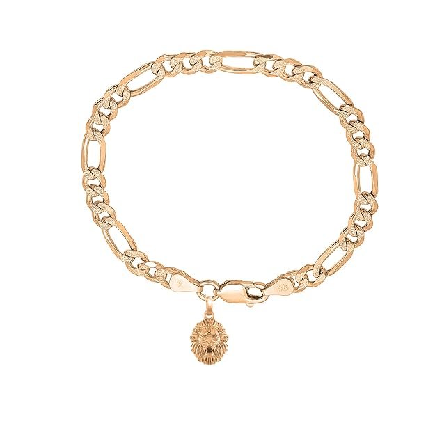 1 22KT gold plated 92.5% pure Sterling Silver Figaro Designer Bracelet with Charm for Men & Boys - Image 1