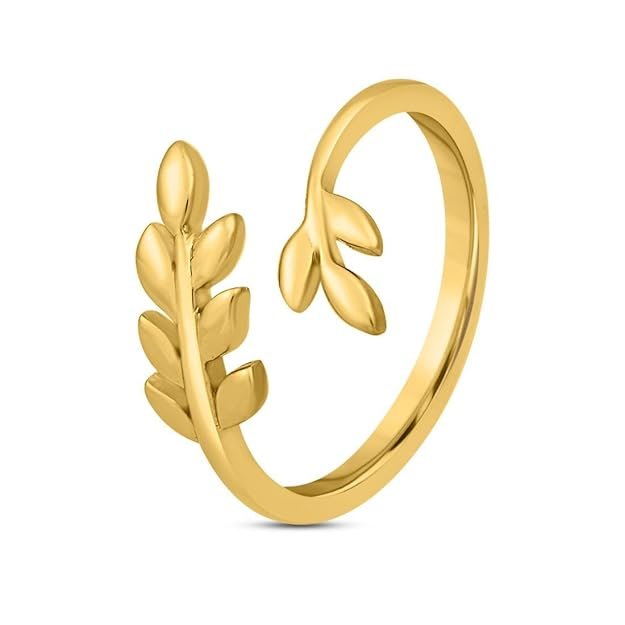 1 925 Sterling Silver Gold Plated Leafy Beauty Womens Leaf Ring - Image 1