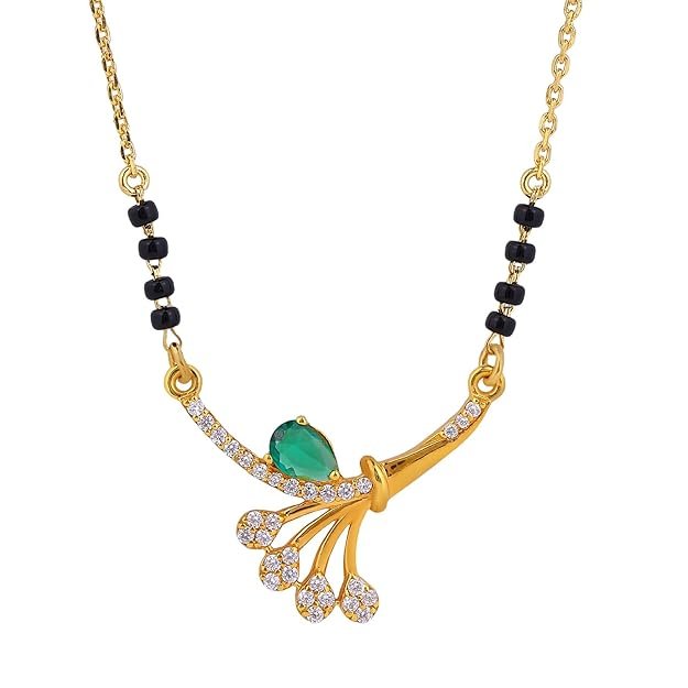 1 18K Gold Plated Hypoallergenic Black Beads Kala Mani 925 Sterling Silver Mangalsutra - Image 1