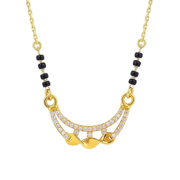 1 1gm Micron 18K Gold Plated Hypoallergenic Black Beads Kala Mani 925 Sterling Silver Mangalsutra - Image 1