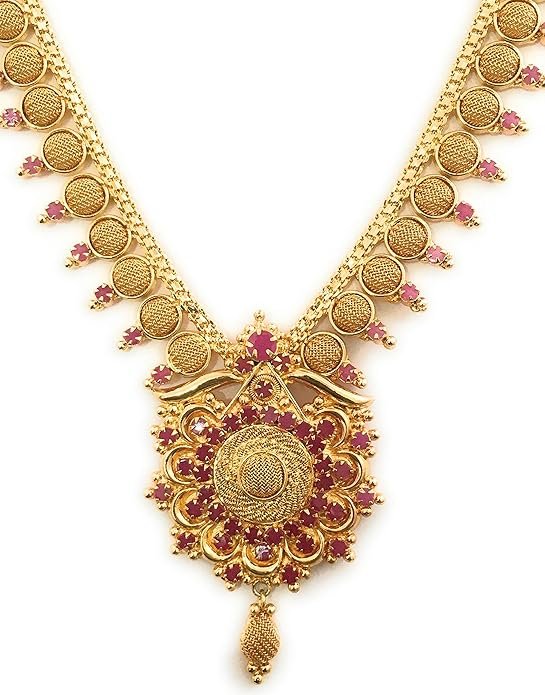1 One Gram Micro Gold Plated Ruby Necklace - Image 1