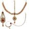 Lucky Jewellery Bridal Dulhan Designer 18k Gold Plated Gold Red Color Pearl Stone Set - Image 4