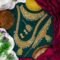 Gold-Plated Bridal Jewelry Set, Traditional Floral Design Necklace, Earrings, Maang Tikka - Image 5